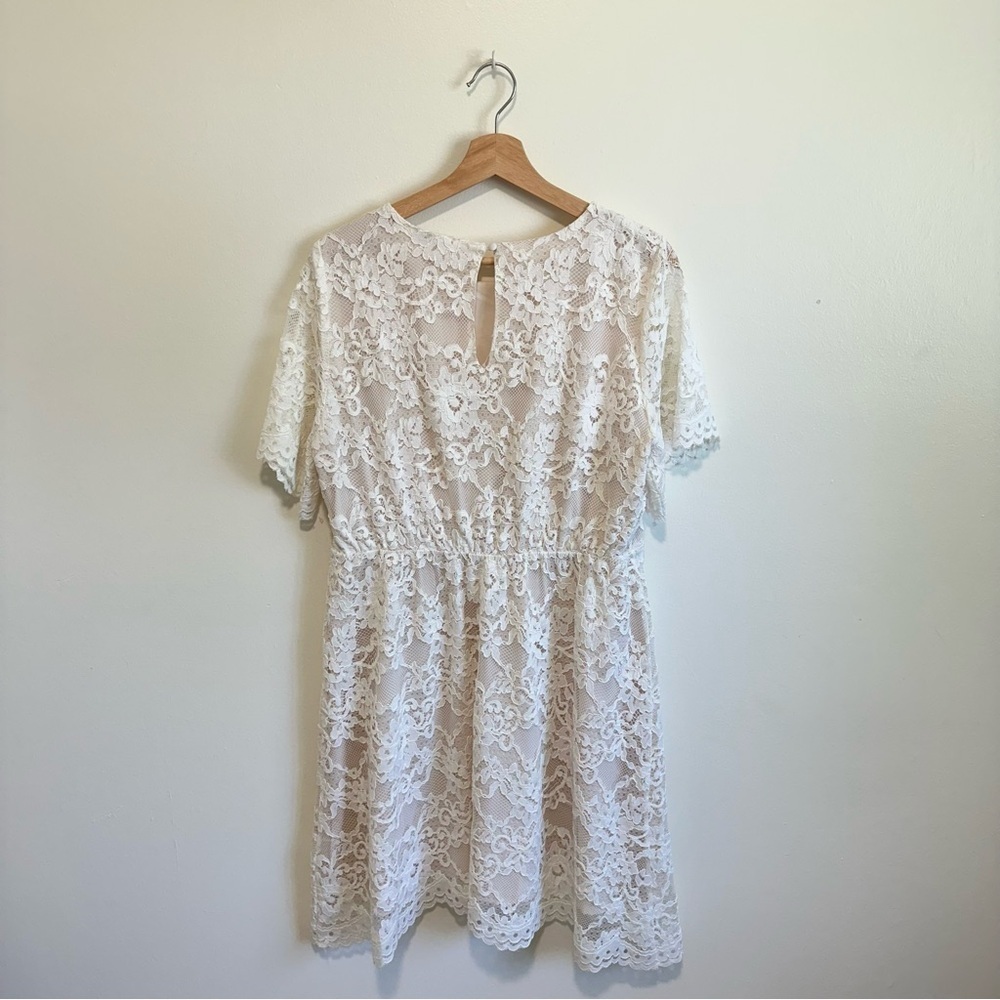 Baltic Born Womens Aasha Lace Short Dress Off White Bridal Size XL - Picture 8 of 8